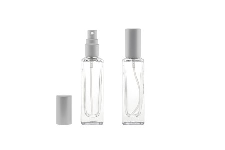 Staklena providna bočica 20mL, sa plastičnim sprejom i zatvaračem PP15-grupa_slika