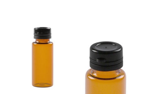 Braon staklena bočica 10mL sa crnim plastičnim zatvaračem sa sigurnosnim zatvaranjem-slika_proizvoda