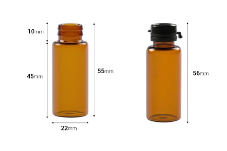 Braon staklena bočica 10mL sa crnim plastičnim zatvaračem sa sigurnosnim zatvaranjem-dimenzije_slike