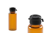 Braon staklena bočica 20mL sa crnim plastičnim zatvaračem sa sigurnosnim zatvaranjem