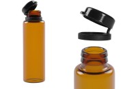 Braon staklena bočica 20mL sa crnim plastičnim zatvaračem sa sigurnosnim zatvaranjem