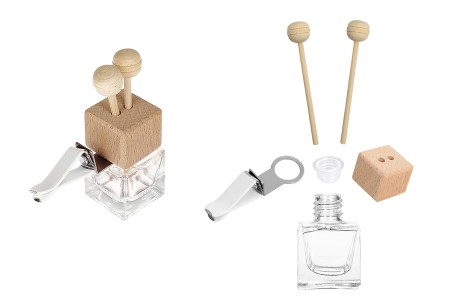 Staklena bočica 7ml za osveživač automobila, sa drvenim zatvaračem, unutrašnjim čepom i štapićima- 25kom-dimenzije_slike