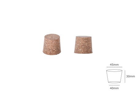 Široki konusni čep od prirodne plute 30x45/40 mm - za grlo T.O. 53-dimenzije_slike