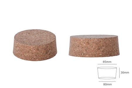 Široki konusni čep od prirodne plute 30x85/80mm-dimenzije_slike