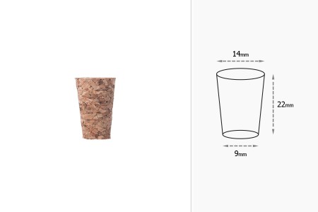 Konusni čep od prirodne plute 22x14/9 mm - za prečnik 12 mm (PP18)-dimenzije_slike