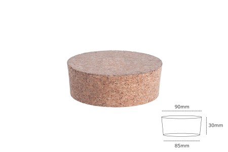 Široki konusni čep od prirodne plute 30x90/85 mm-dimenzije_slike