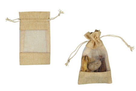 Vrećica bež boje 90x150 mm, sa prozorom od tila - 12 kom-slika_proizvoda