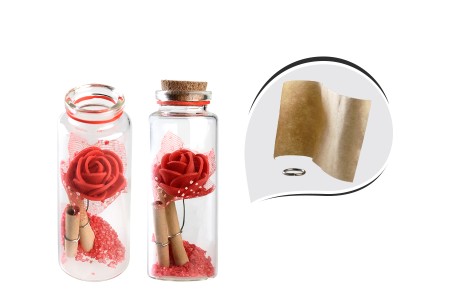 Staklene dekorativne bočice za želje sa crvenom ružom i sa čepom od plute - 12 kom-slika_proizvoda