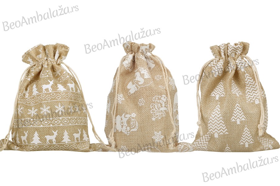 Božićna platnena vrećica 170x230 mm u različitim dezenima - 50 kom Božićna platnena vrećica 170x230 mm u različitim dezenima - 50 kom
