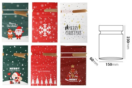 Plastične kesice 150x60x230 mm sa Božićnim motivima i tračicom - 50 kom-dimenzije_slike