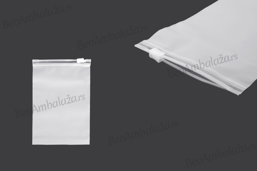 Mat poluprovidna plastična kesica 100x150mm sa belim patent zatvaranjem- 100kom