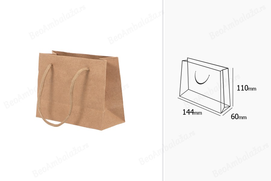Papirna kraft poklon kesica 144x60x110mm sa pertlom širine 5 mm - 12 kom-dimenzije_slike