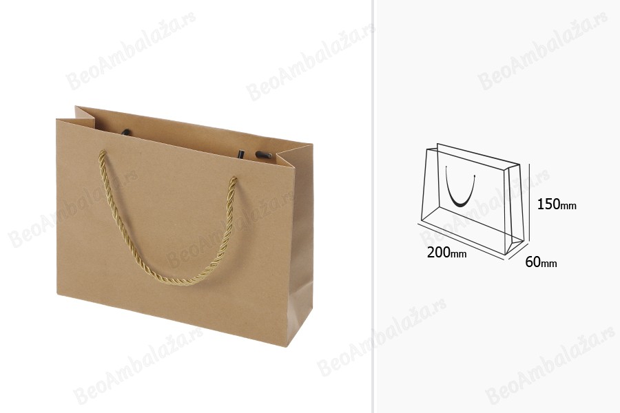 Papirna braon poklon kesa sa uvijenom ručkom 200x60x150mm - 12 kom-dimenzije_slike