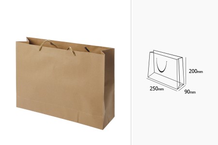 Papirna braon poklon kesa sa uvijenom ručkom 250x90x200mm - 12 kom-dimenzije_slike