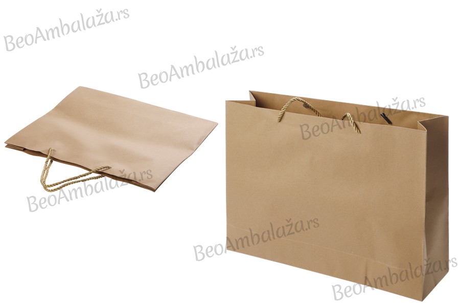 Papirna braon poklon kesa sa uvijenom ručkom 340x90x270 mm - 12 kom