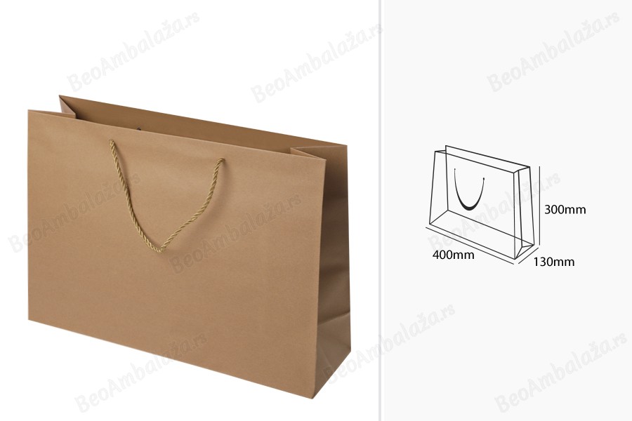 Papirna braon poklon kesa sa uvijenom ručkom 400x130x300mm - 12 kom-dimenzije_slike