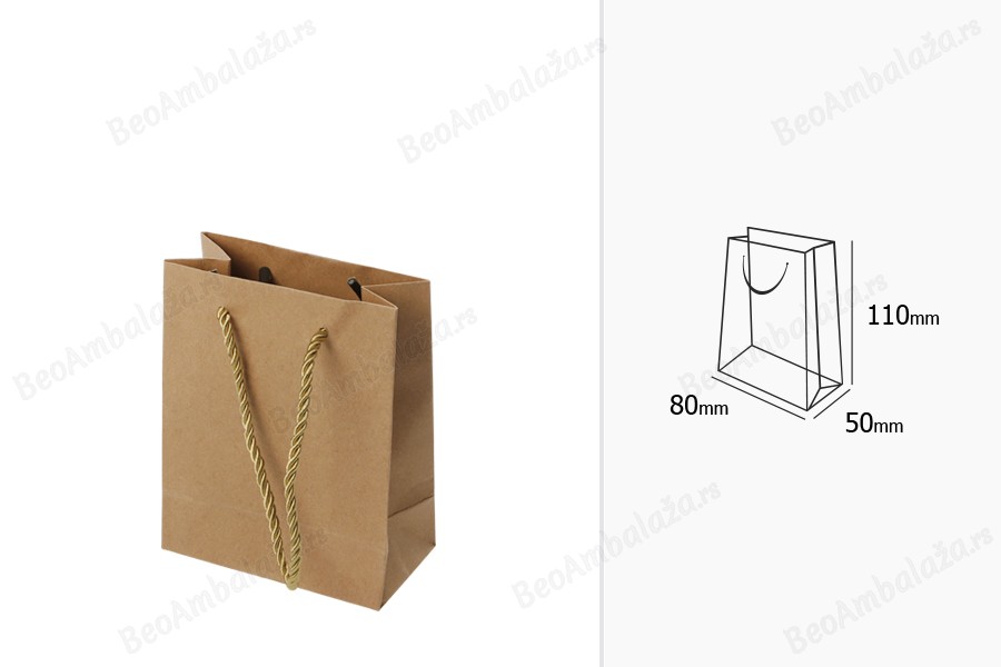 Papirna braon poklon kesa sa uvijenom ručkom 80x50x110mm - 12 kom-dimenzije_slike