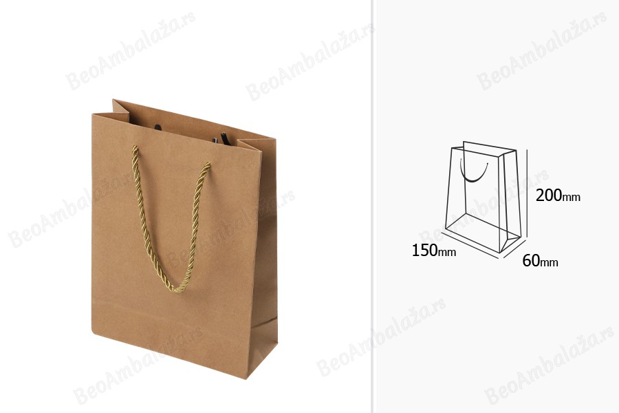 Papirna braon poklon kesa sa uvijenom ručkom 150x60x200mm - 12 kom-dimenzije_slike