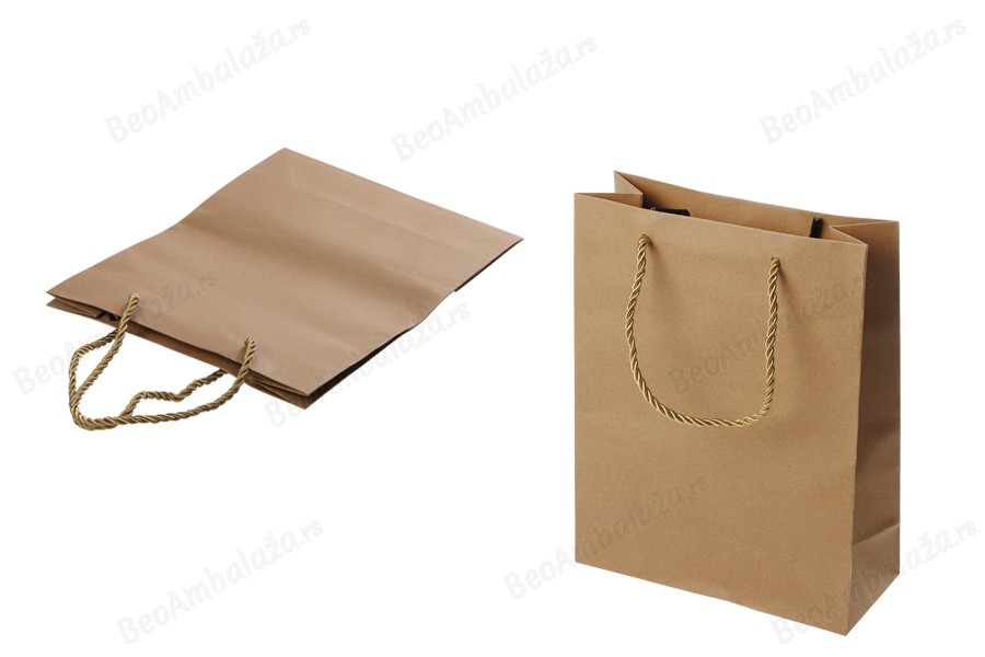 Papirna braon poklon kesa sa uvijenom ručkom 190x80x245mm - 12 kom-slika_proizvoda