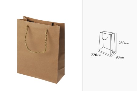 Papirna braon poklon kesa sa uvijenom ručkom 220x90x280mm - 12 kom-dimenzije_slike