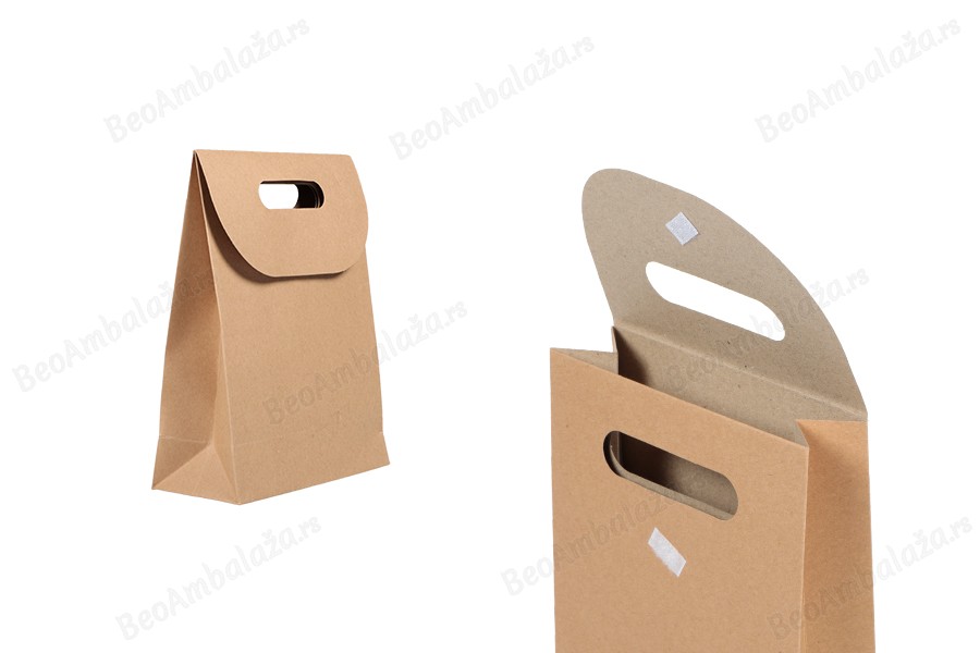 Papirna braon kraft kesa 150x60x200mm sa zatvaranjem na čičak - 12 kom-slika_proizvoda