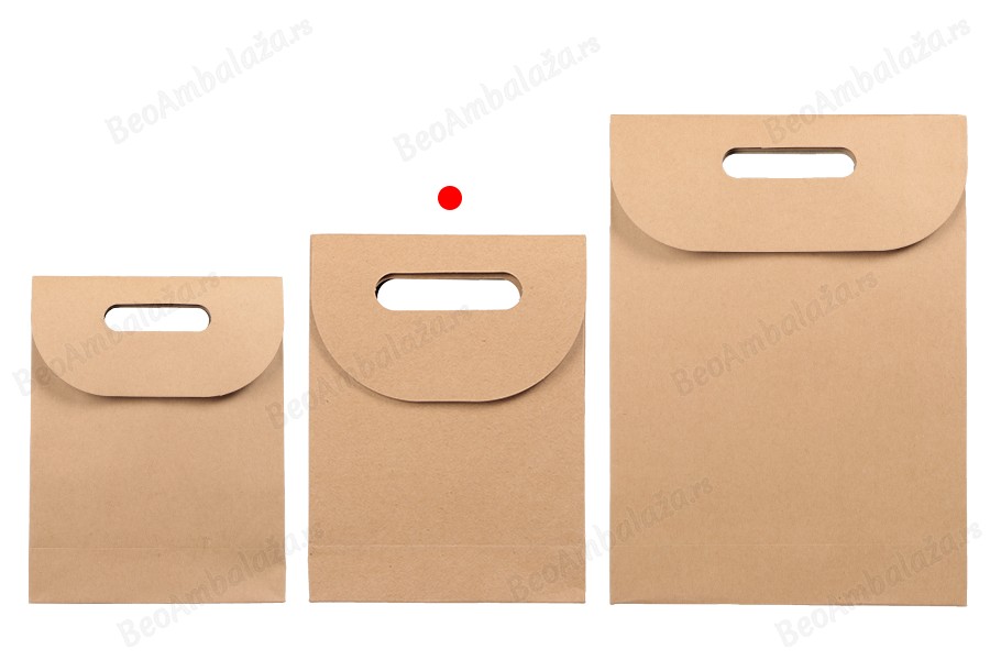 Papirna braon kraft kesa 190x80x240mm sa zatvaranjem na čičak - 12 kom-grupa_slika