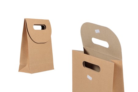 Papirna braon kraft kesa 190x80x240mm sa zatvaranjem na čičak - 12 kom-1