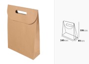 Papirna braon kraft kesa 240x80x330mm sa zatvaranjem na čičak - 12 kom