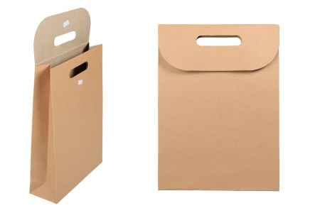 Papirna braon kraft kesa 240x80x330mm sa zatvaranjem na čičak - 12 kom-grupa_slika