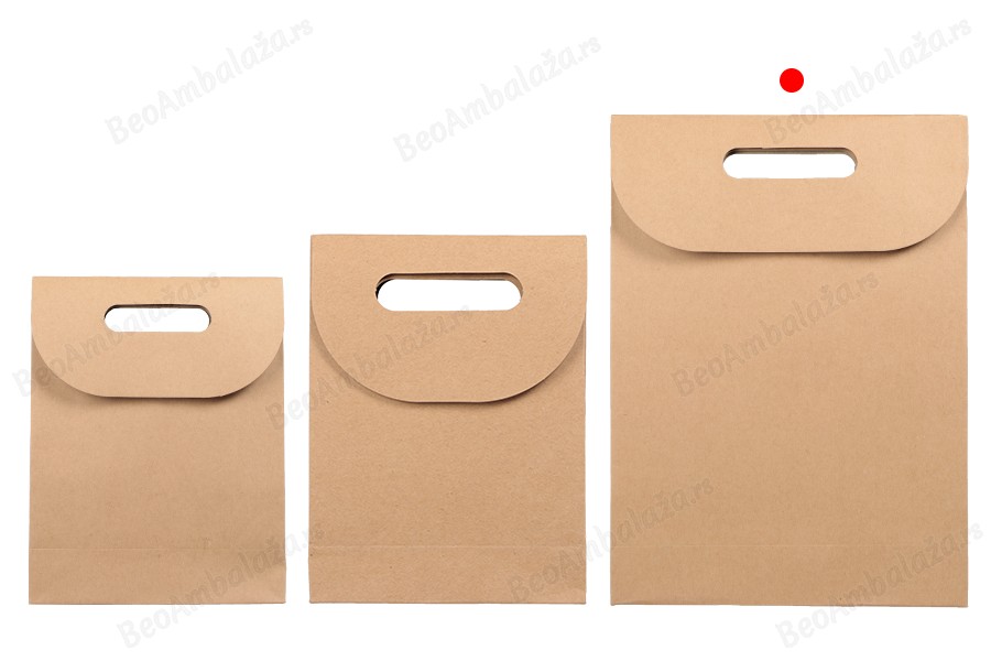 Papirna braon kraft kesa 240x80x330mm sa zatvaranjem na čičak - 12 kom-grupa_slika