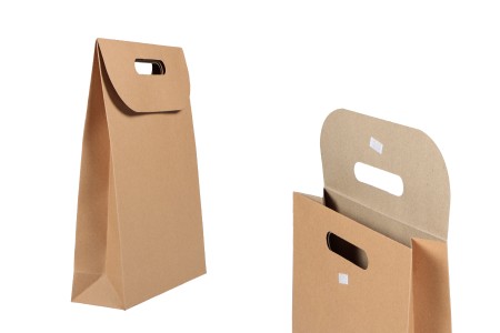 Papirna braon kraft kesa 240x80x330mm sa zatvaranjem na čičak - 12 kom-slika_proizvoda