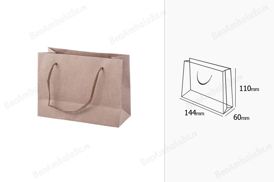 Papirna kraft poklon kesica 144x60x110mm sa pertlom širine 3 mm - 12 kom-dimenzije_slike