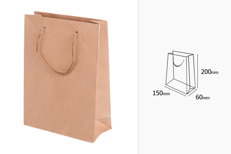 Papirna kraft poklon kesica 150x60x200mm sa pertlom širine 3 mm - 12 kom Papirna kraft poklon kesica 150x60x200mm sa pertlom širine 3 mm - 12 kom