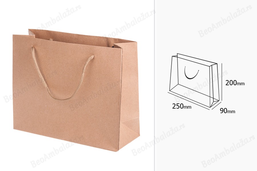 Papirna braon poklon kesa 250x90x200mm - 12 kom-dimenzije_slike