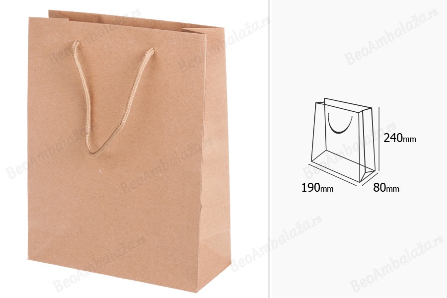 Papirna braon poklon kesa 190x80x240mm - 12 kom-dimenzije_slike