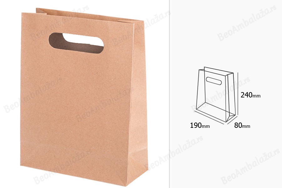 Papirna braon poklon kesa 190x80x240mm - 12 kom-dimenzije_slike