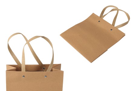 Papirna kraft kesa 200x90x200mm sa plastificiranom braon ručkom i srebrnim nitnama - 20 kom-grupa_slika