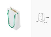 Papirna bela poklon kesa 110x60x180mm sa zelenom drškom - 20 kom Papirna bela poklon kesa 110x60x180mm sa zelenom drškom - 20 kom