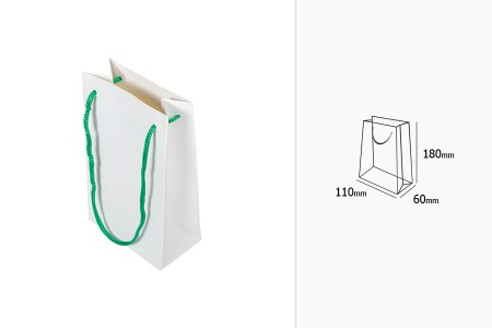 Papirna bela poklon kesa 110x60x180mm sa zelenom drškom - 20 kom-2