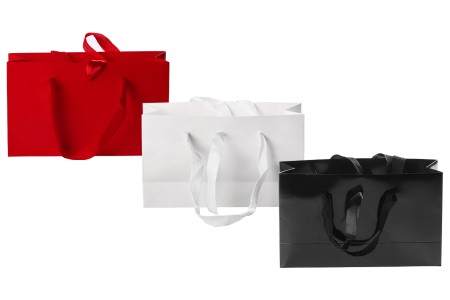 Plastificirana papirna kesa 250x80x150mm sa drškom i mašnom za vezivanje, više boja - 20 kom-grupa_slika