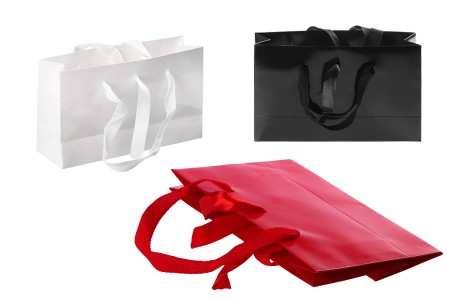 Plastificirana papirna kesa 250x80x150mm sa drškom i mašnom za vezivanje, više boja - 20 kom-grupa_slika