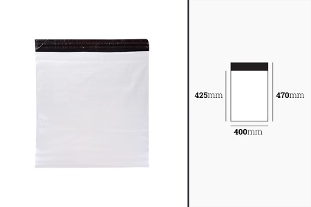 Bela plastična PE kesa 400x470mm sa samolepljivim zatvaranjem, za slanje poštom - 100 kom-dimenzije_slike