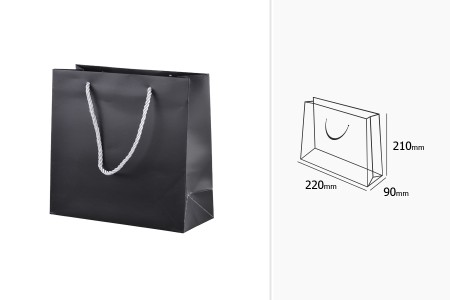 Plastificirana crna kartonska kesa 220x90x210mm sa srebrnim uvijenim kanapom - 20 kom-dimenzije_slike