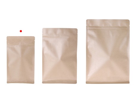 Kraft DoyPack kesice sa zip zatvaranjem 140x70x240 mm, unutrašnjom aluminijumskom oblogom, četvrtastim dnom i sa mogućnošću termo zatvaranja – 50 kom-grupa_slika