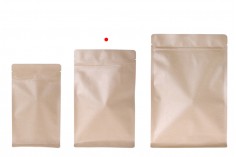 Kraft DoyPack kesice sa zip zatvaranjem, unutrašnjom aluminijumskom oblogom, četvrtastim dnom i sa mogućnošću termo zatvaranja 160x80x260 mm – 50kom
