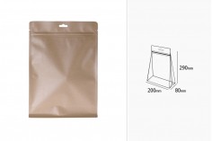 Kraft DoyPack kesice sa zip zatvaranjem, unutrašnjom aluminijumskom oblogom, Eurohole otvorom i sa mogućnošću termo zatvaranja 200x80x290 mm – 50kom