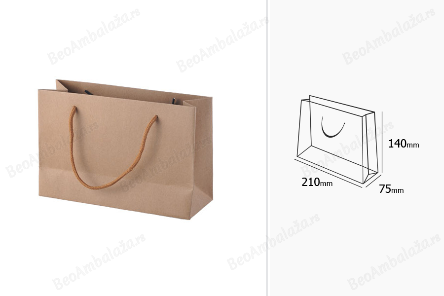 Papirna kraft kesa 210x75x140mm sa pamučnom drškom - 12 kom-dimenzije_slike