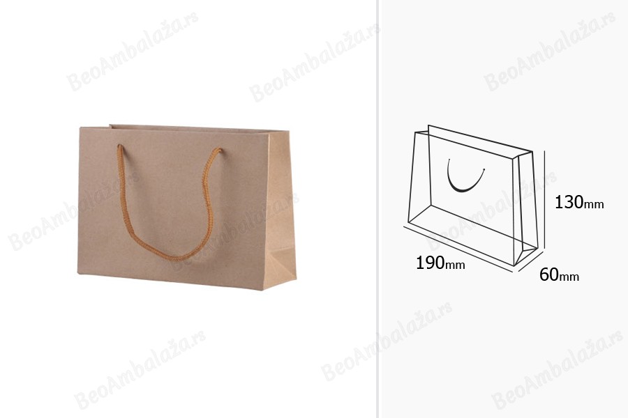 Papirna kraft kesa 190x60x130mm sa pamučnom drškom - 12 kom-dimenzije_slike