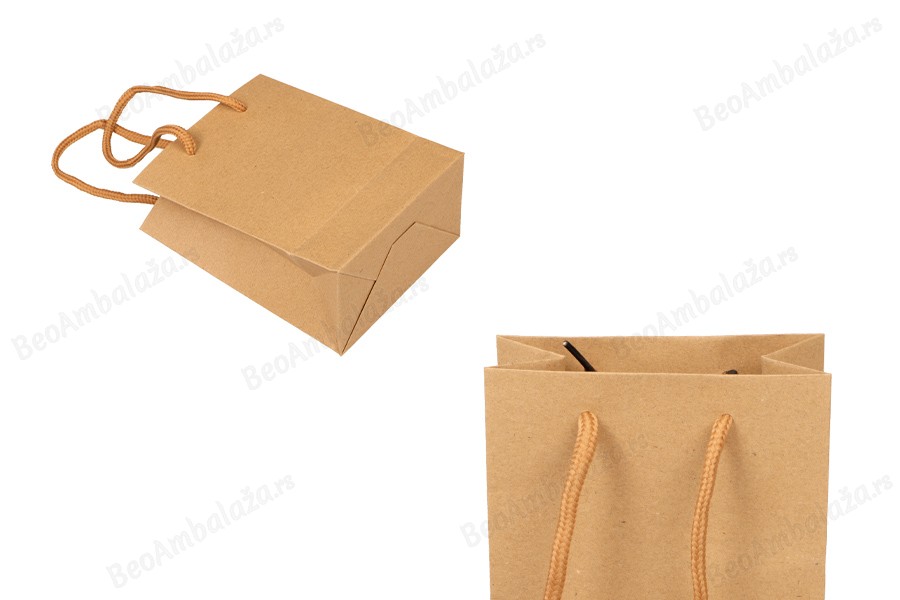 Kraft plastificirana papirna kesa 110x60x140mm sa ručkama širine 3mm - 20 kom-grupa_slika