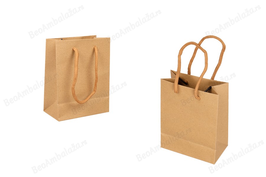 Kraft plastificirana papirna kesa 110x60x140mm sa ručkama širine 3mm - 20 kom-slika_proizvoda